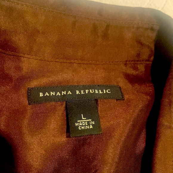 Brown soft silky long sleeve button down. Gold buttons. - Picture 2 of 4